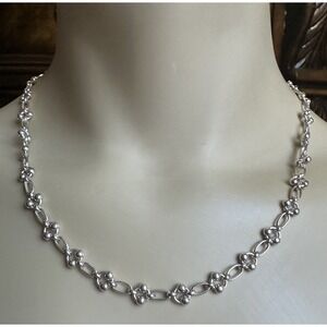 VTG Link Chain Necklace 18" Geometric Bead Accents Modernist 925 Sterling 17.5g